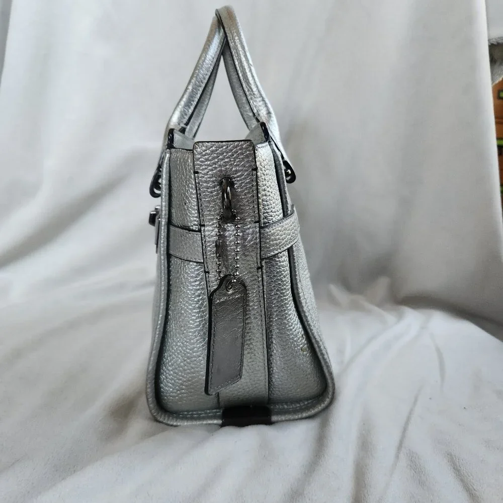 Coach Swagger 27 Pebble Leather Style w/o Strap in Silver - Style 34816 - Picture 4 of 16